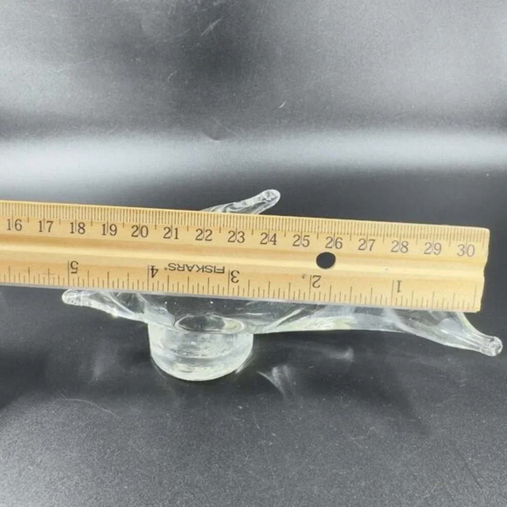 Vintage Venetian Hand Blown Clear Glass Dolphin Sculpture Figurine‎ Decor Glass